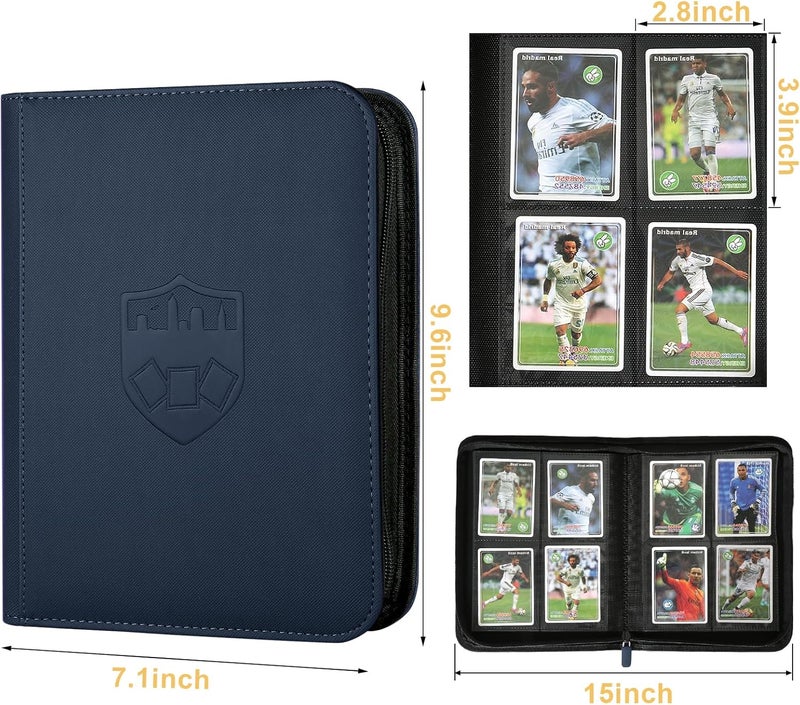 GERMUN Trading Card Binder 4 Pocket, PU Cover Card Binder for 160 Cards, Premium Trading Card Holder Folders, Double Sided Pocket Card Album for MTG, TCG (Blue) - Image 4